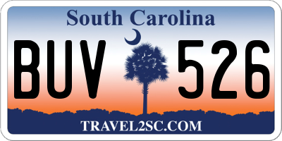 SC license plate BUV526