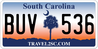 SC license plate BUV536
