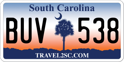SC license plate BUV538
