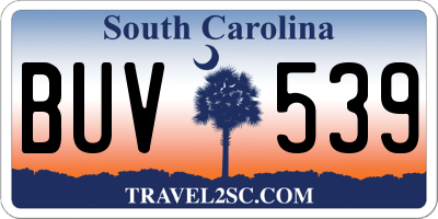 SC license plate BUV539