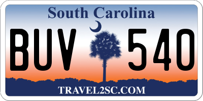 SC license plate BUV540