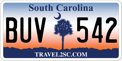 SC license plate BUV542
