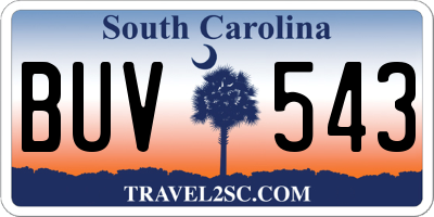 SC license plate BUV543