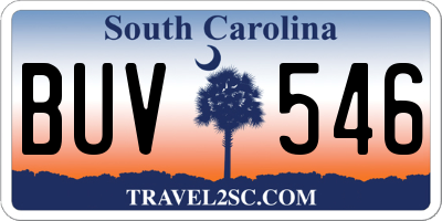 SC license plate BUV546