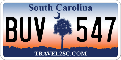SC license plate BUV547