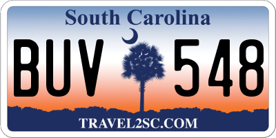 SC license plate BUV548