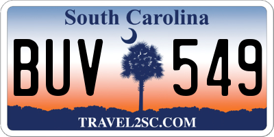SC license plate BUV549