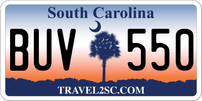 SC license plate BUV550