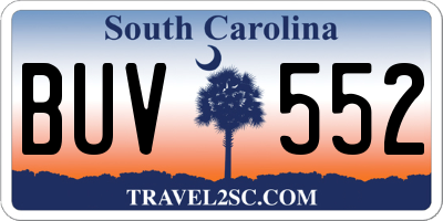 SC license plate BUV552