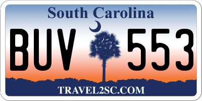 SC license plate BUV553
