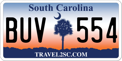 SC license plate BUV554