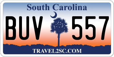SC license plate BUV557