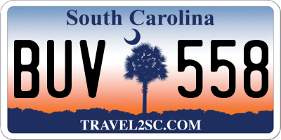 SC license plate BUV558