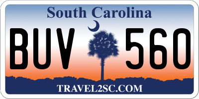 SC license plate BUV560