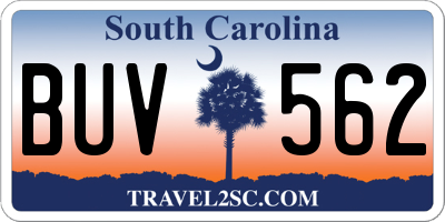 SC license plate BUV562