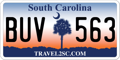 SC license plate BUV563