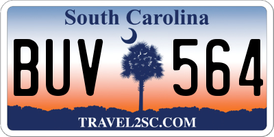 SC license plate BUV564