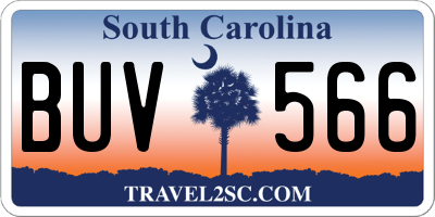 SC license plate BUV566