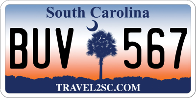 SC license plate BUV567