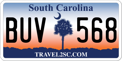 SC license plate BUV568