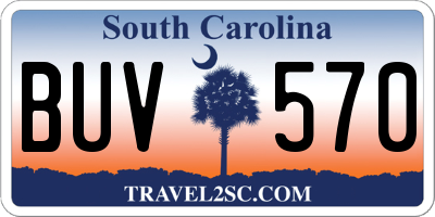 SC license plate BUV570