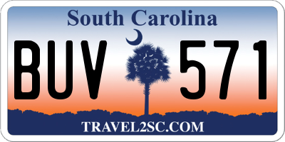 SC license plate BUV571
