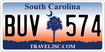 SC license plate BUV574