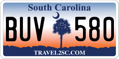 SC license plate BUV580