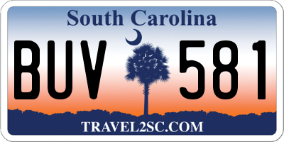 SC license plate BUV581
