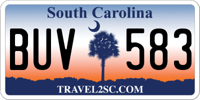 SC license plate BUV583