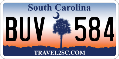 SC license plate BUV584