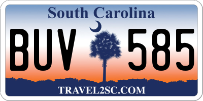 SC license plate BUV585