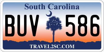 SC license plate BUV586