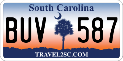 SC license plate BUV587