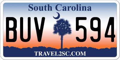 SC license plate BUV594
