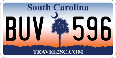 SC license plate BUV596