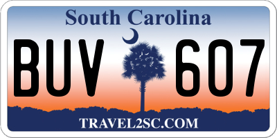 SC license plate BUV607