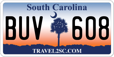 SC license plate BUV608