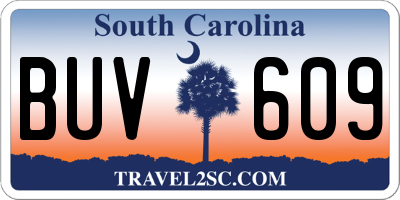 SC license plate BUV609