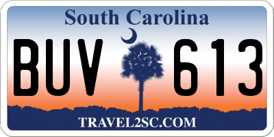 SC license plate BUV613