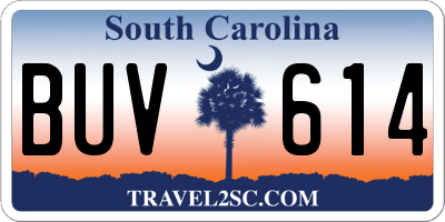 SC license plate BUV614