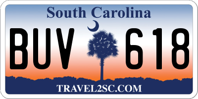 SC license plate BUV618