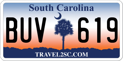 SC license plate BUV619