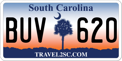 SC license plate BUV620