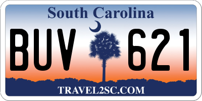 SC license plate BUV621