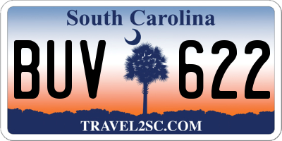 SC license plate BUV622