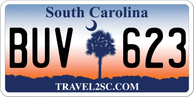 SC license plate BUV623