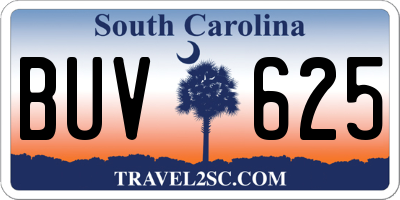 SC license plate BUV625