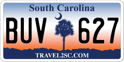 SC license plate BUV627