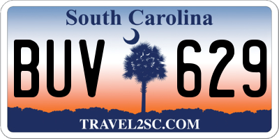 SC license plate BUV629